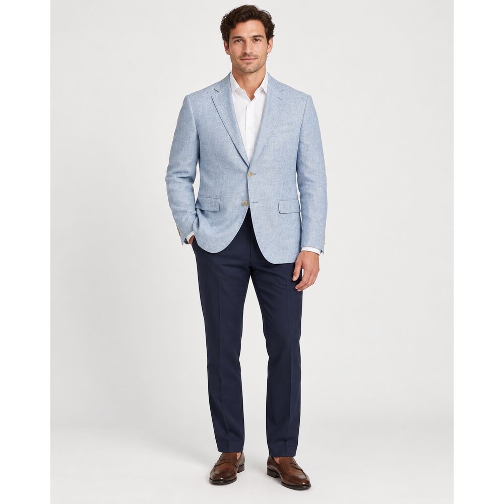 Banana Republic Men’s 42R Light Blue Linen Blazer Sport Coat Jacket
